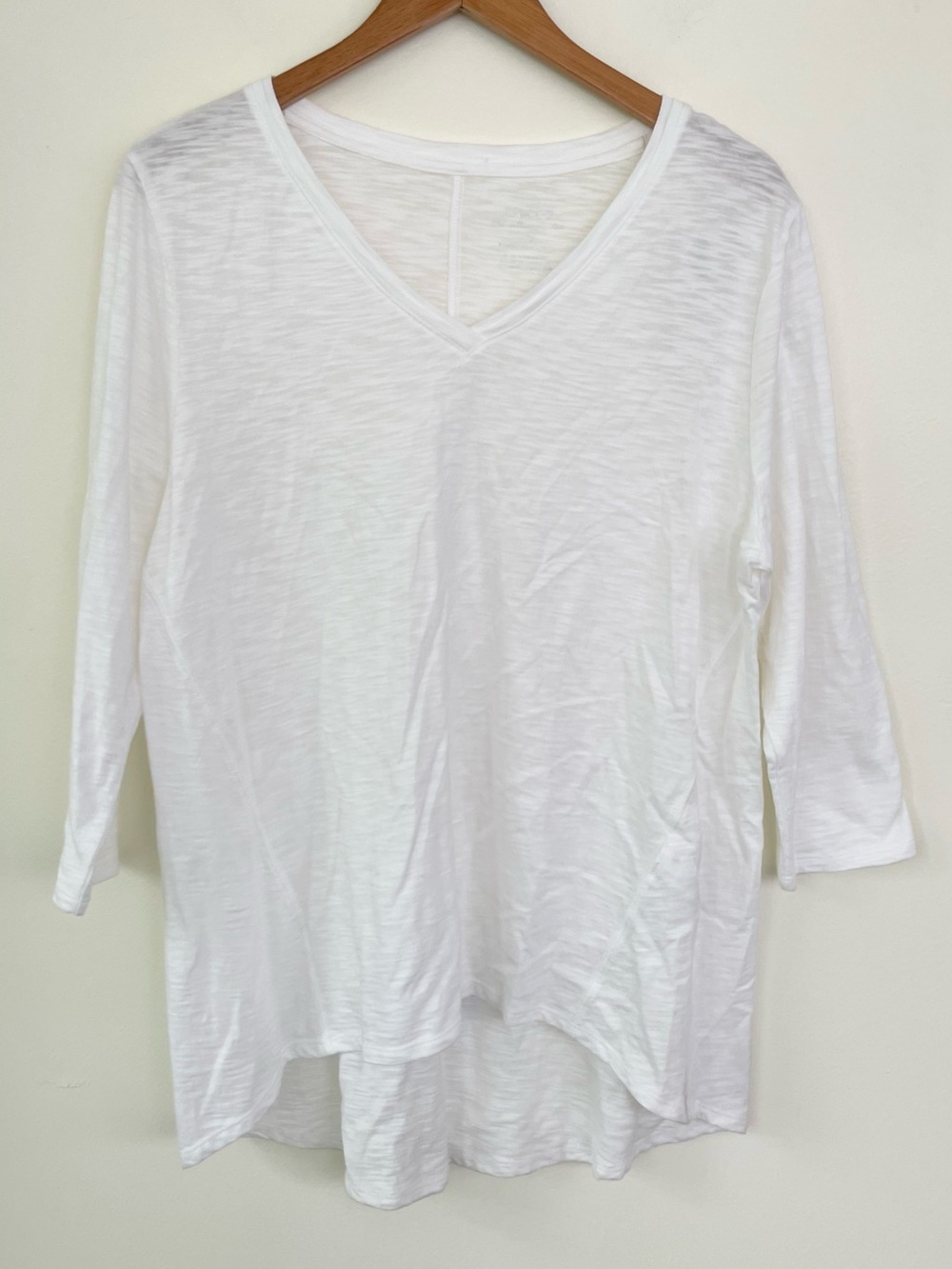 NWT Chicos Slub Knit Easy Tee Shirt Alabaster White 2 10/12 Vneck Cotton Modal